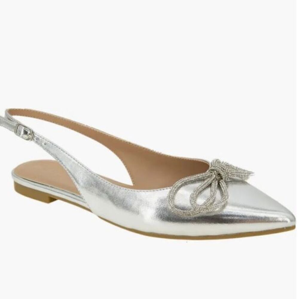 BCBGeneration Kristin Pointed Toe Rhinestone Bow Detail Slingback Mule